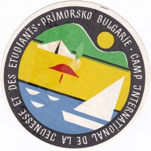 Bulgaria Primorsko Camping International Vintage Luggage Label sk3561