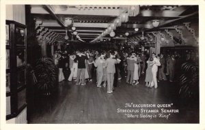 RPPC Old Steamboat,Senator,Interior, Dancing, Mississippi River,Old Post Card