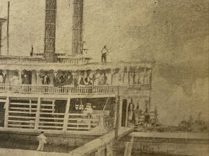 Vintage SPREAD EAGLE Steamboat at the Dock RPPC Steamer Postcard