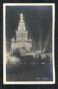 RPPC PANAMA PACIFIC INTERNATIONAL EXPOSITION NIGHT VIEW REAL PHOTO POSTCARD