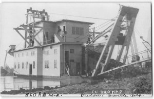 RPPC El Oro No. 2 Dredger Gold Mining Oroville, CA 1910s Antique Photo Postcard