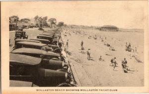 Wollaston Beach Showing Wollaston Yacht Club, MA Vintage Postcard Q02