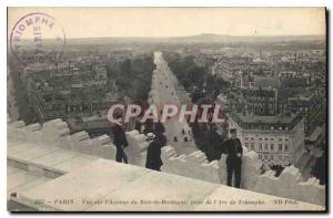 Postcard Old Paris View Avenue du Bois de Boulogne taking the Arc de Triomphe