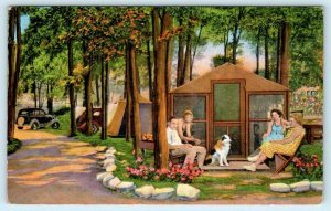 PORT HURON, Michigan MI ~ BEACH CAMP GROUNDS c1940s St. Clair County  Postcard