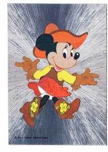 Minnie Mouse Cowgirl, Silver Foil Disney Cartoon Postcard, Dufex