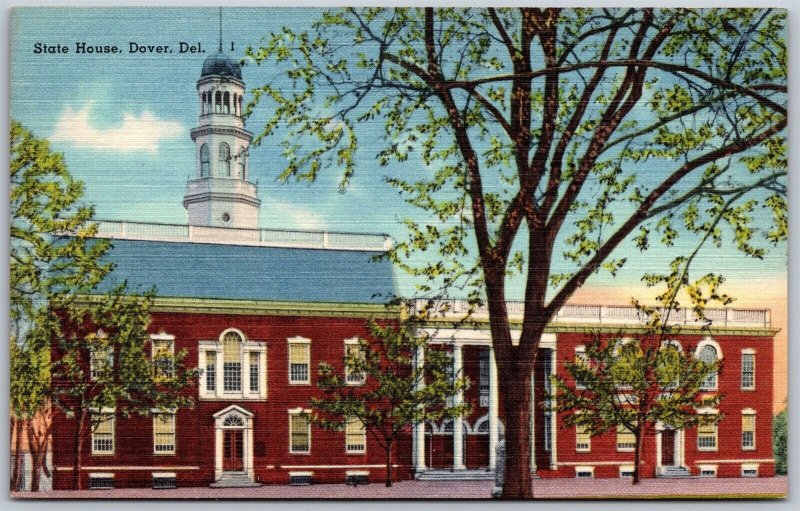 Vtg Dover Delaware DE State House 1940s Linen View Postcard
