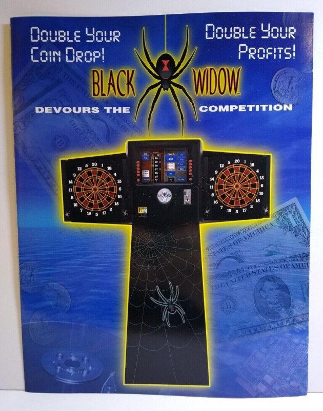 Black Widow Dart Game Arcade Flyer Arachnid Promo Artwork Foldout 8.5 x 11