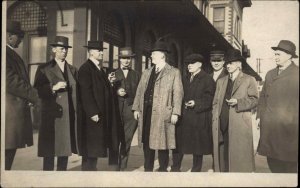 Portland? Maine? Men at Grand Trunk RR Train Station Depot c1910 RPPC