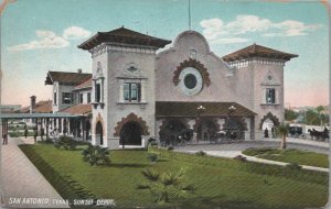 Postcard Railroad Sunset Depot San Antonio Texas TX