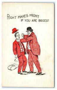 RIGHT MAKES MIGHT If You Are the BIGGEST  c1910s Comic  Postcard