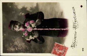 Postcard Old Man Fancy Military Army affectionate remembrance