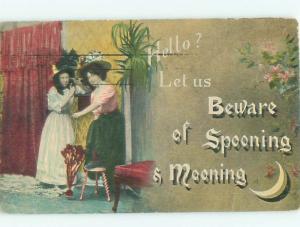 Pre-Linen Comic WOMEN SHARING ANTIQUE TELEPHONE AB9528