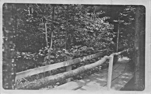 LUDINGTON MICHIGAN~EPWORTH HEIGHTS-RUSTIC BRIDGE ~1914 REAL PHOTO POSTCARD