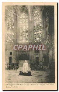 Old Postcard Champigny S Veude Indre et Loire Inside the Stained Glass Chapel