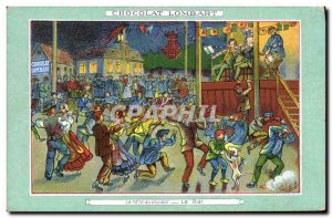 Postcard Old Advertisement Chocolate Lombart The feast in the village The dance