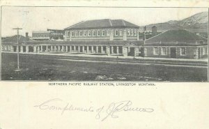 C-1905 Livingston Montana Northern Pacific Railway Station Postcard 22-2358