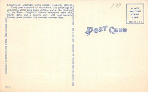 F72/ Coeur d'Alene Idaho Postcard Linen Excursion Cruiser Boat Seeweewana