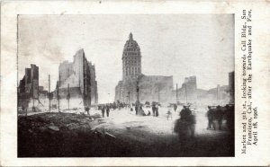 Postcard CA San Francisco Market and 5th St - UDB - Earthquake and Fire 1906 B1