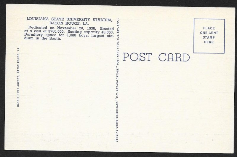 LSU Stadium Baton Rouge Louisiana Unused c1937
