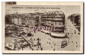 Marseille Old Postcard The wharf from the harbor and streets of the Republic