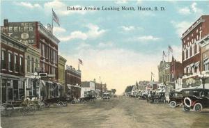 Autos C-1915 HURON SOUTH DAKOTA Avenue looking North Kropp postcard 2975