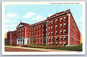 East St Louis Illinois~St Mary's Hospital~5 Story~Columned Entrance~Vtg Linen PC