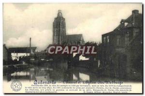 Old Postcard Oudenaarde Scheldt and L & # 39Eglise St. Walburga