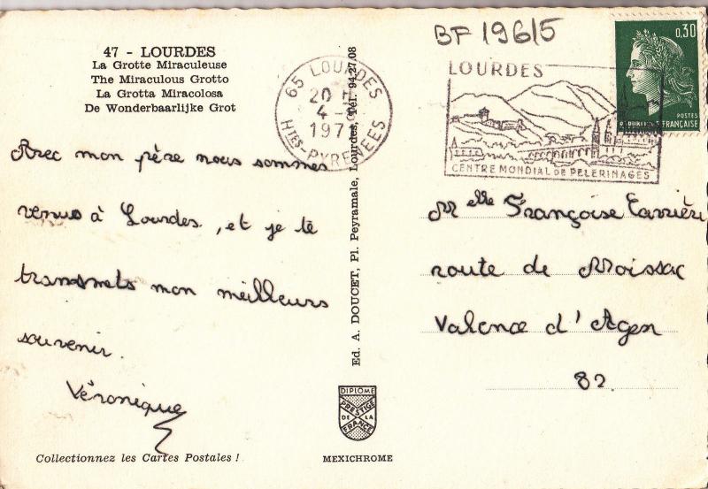 BF19615 lourdes la grotte miraculeuse  france  front/back image