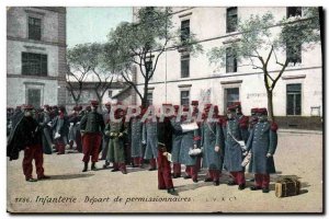 Old Postcard Army Depart on leave