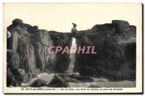 Old Postcard Batz Sur Mer on the coast The Devil's Bridge one day storm