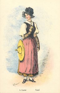 Lot of 12 vintage postcards Swiss national folk costumes Switzerland