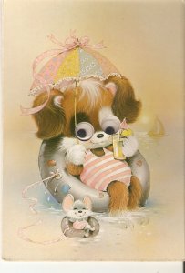 Animals. A funny dog  Vintage Italian postcard,  with moving glass eyes