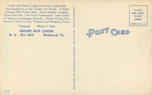 Linen Postcard Multi-View Brook Run Lodge Motel US 1 Richmond VA unposted Nice