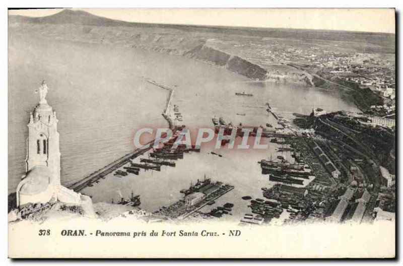 Old Postcard Oran Panorama Taken from Fort Santa Cruz Yacht