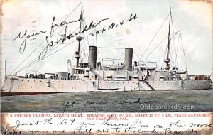 US Cruiser Olympia, Launched San Francisco, Cal USA Military Battleship 1907 