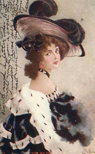 I've got my eyes on you - Artist Signed: E. Bottaro  (Art Nouveau Ladies Se...