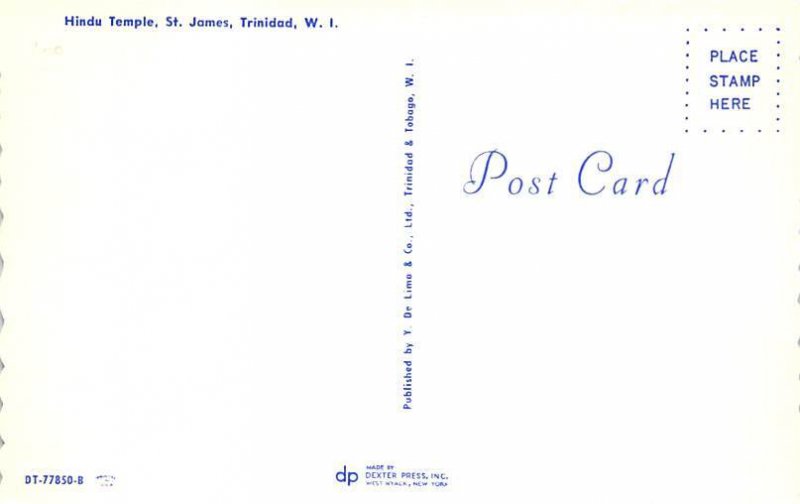 Hindu Temple St. James Trinidad Postcard