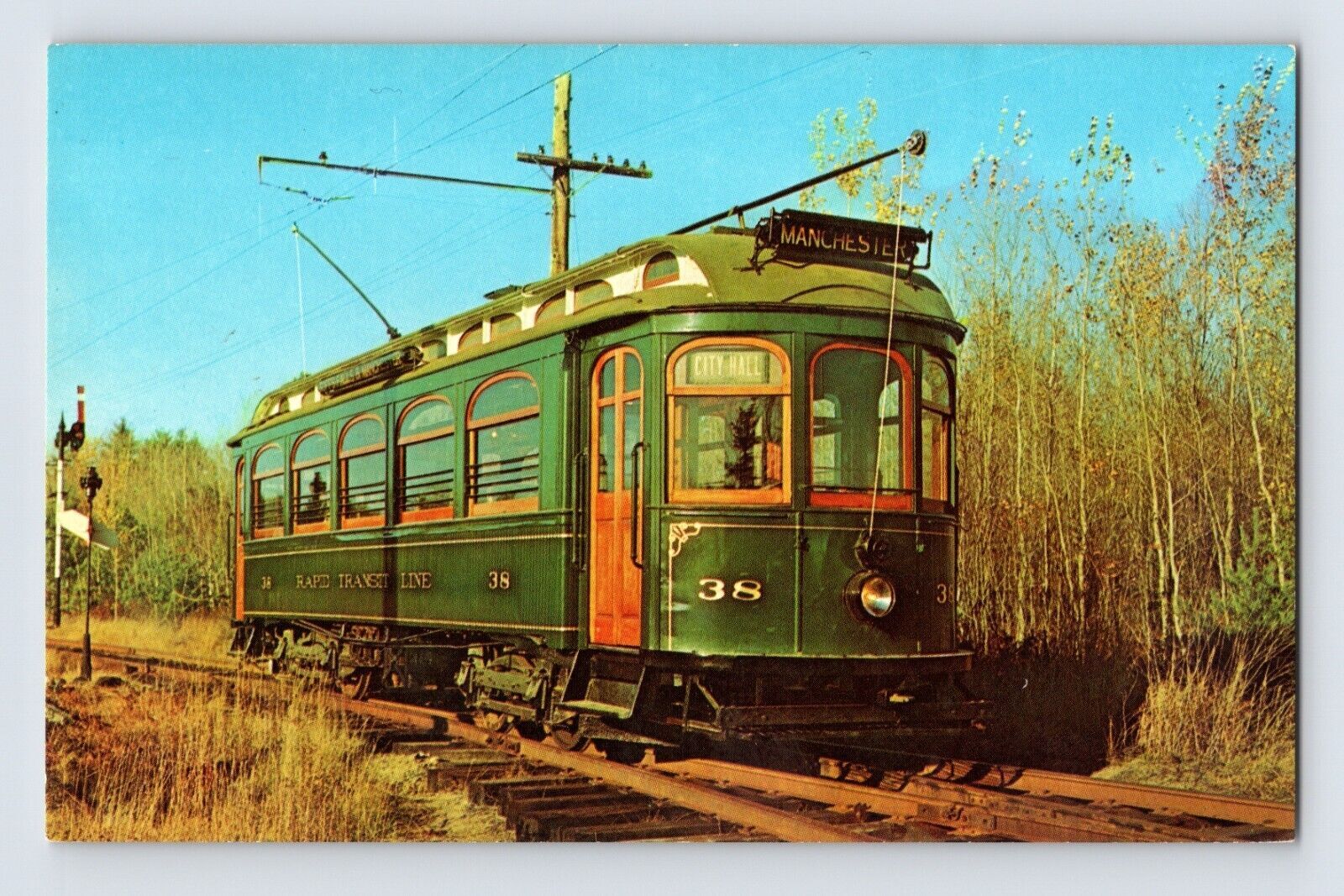 Postcard Railroad Train Laconia Car Company Trolley Seashore Museum 1960s Chrome Other