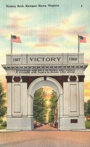 USA Victory Arch Newport News Virginia Linen Postcard 08.97