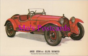 Road Transport Postcard - Vintage Cars, 1932 1750c Alfa Romeo Motor Car RS37885