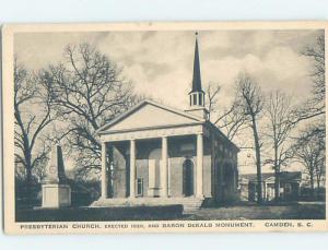 Unused 1930's CHURCH SCENE Camden - Near Columbia South Carolina SC G3878