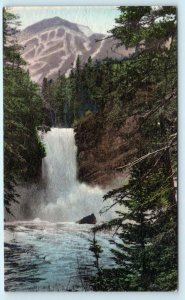 GLACIER NATIONAL PARK, MT ~ Handcolored TRICK FALLS Running Eagle Falls Postcard