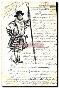 Old Postcard Fancy (drawing hand) Man Army Soldier