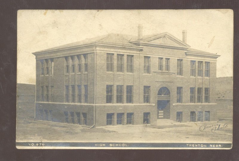 RPPC TRENTON NEBRASKA HIGH SCHOOL BUILDING VINTAGE REAL PHOTO POSTCARD