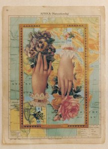 African Flowers Hands Geography Map Rare Postcard