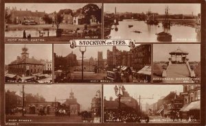 Stockton on Tees England Multiview Greetings Real Photo Postcard AA70139