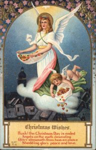 Christmas Angels Bring Toys to Children c1910 Vintage Postcard