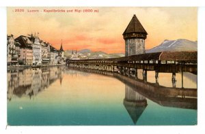 Switzerland - Luzern (Lucerne). Kapellbrucke, Water Tower