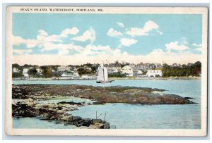1921 Peak's Island Waterfront Portland Maine ME Posted Antique Postcard
