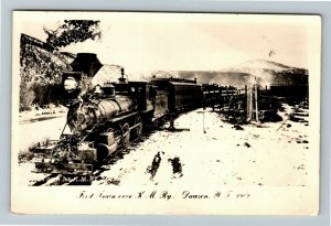 RPPC Dawson YT-Yukon Territory Canada, First Train, Railroad Real Photo Postcard